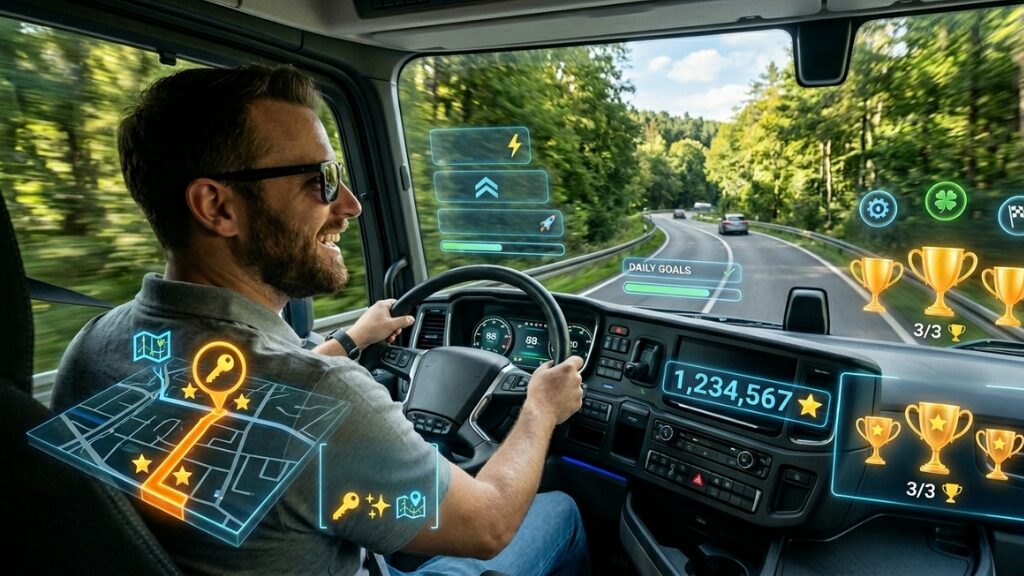 Conceito de caminhoneiro utilizando assoluções de capacitação, digitalização e gamificação